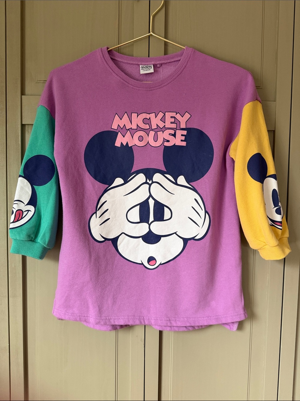 Next Direct Purple Mickey Mouse Colorblock Sweatshirt